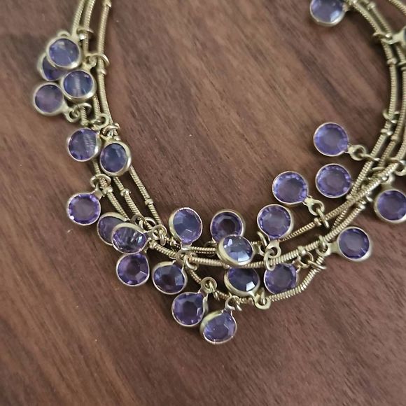 Anne Klein Purple Stone Gold Tone Dangle Bracelet - Picture 2 of 5